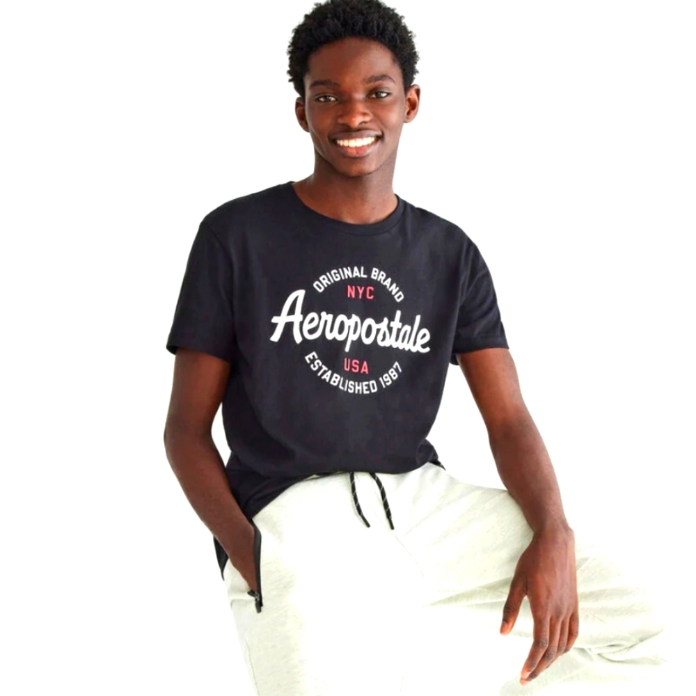 Aeropostale Men's S Black Short Sleeve Tee Cotton
